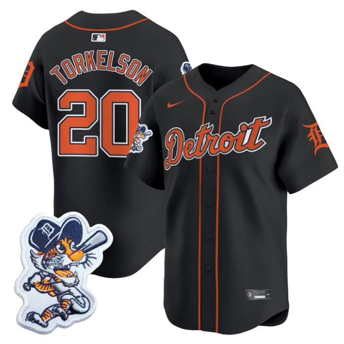Spencer Torkelson Jersey #20 Detroit Tigers Paws Patch Vapor Premier Limited Stitched Black by My Store