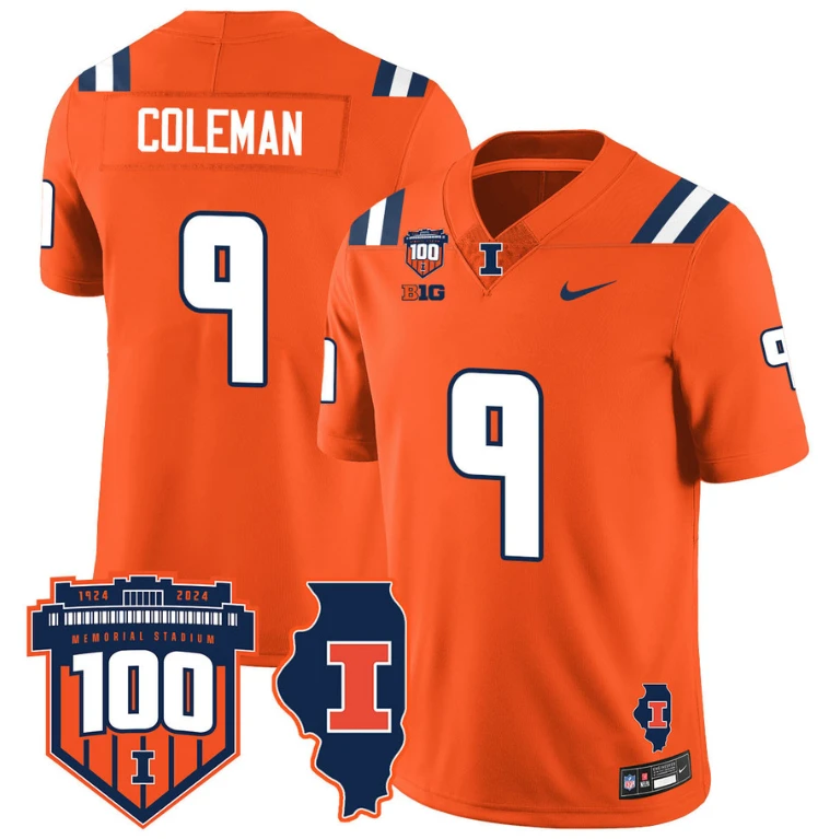 Seth Coleman Jersey #9 Illinois Fighting Vapor Limited College Football Stitched Orange by My Store