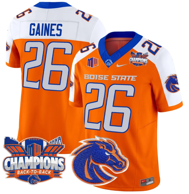 Sire Gaines Jersey #26 Boise State Broncos Back To Back Champions Orange Alternate by My Store