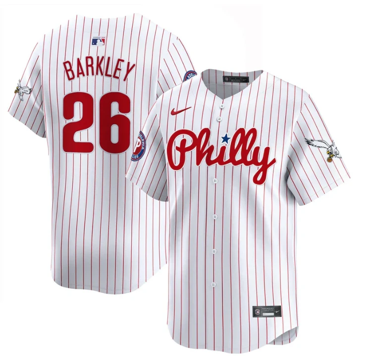 Saquon Barkley Jersey #26 Phillies and Eagles Vapor Premier Limited Stitched Pinstripe by My Store
