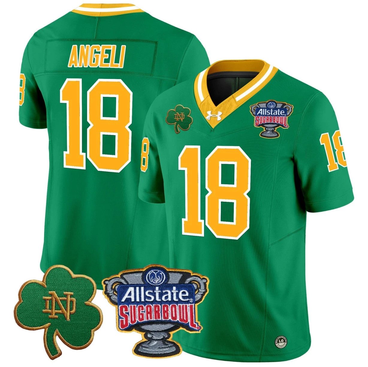 Steve Angeli Jersey #18 Notre Dame 2024 Sugar Bowl Patch V2 Throwback by NCAA Football Jersey