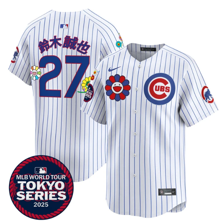 Seiya Suzuki (Kanji) Jersey #27 Chicago Cubs Tokyo Series 2025 Vapor Limited Stitched Pinstripe by My Store