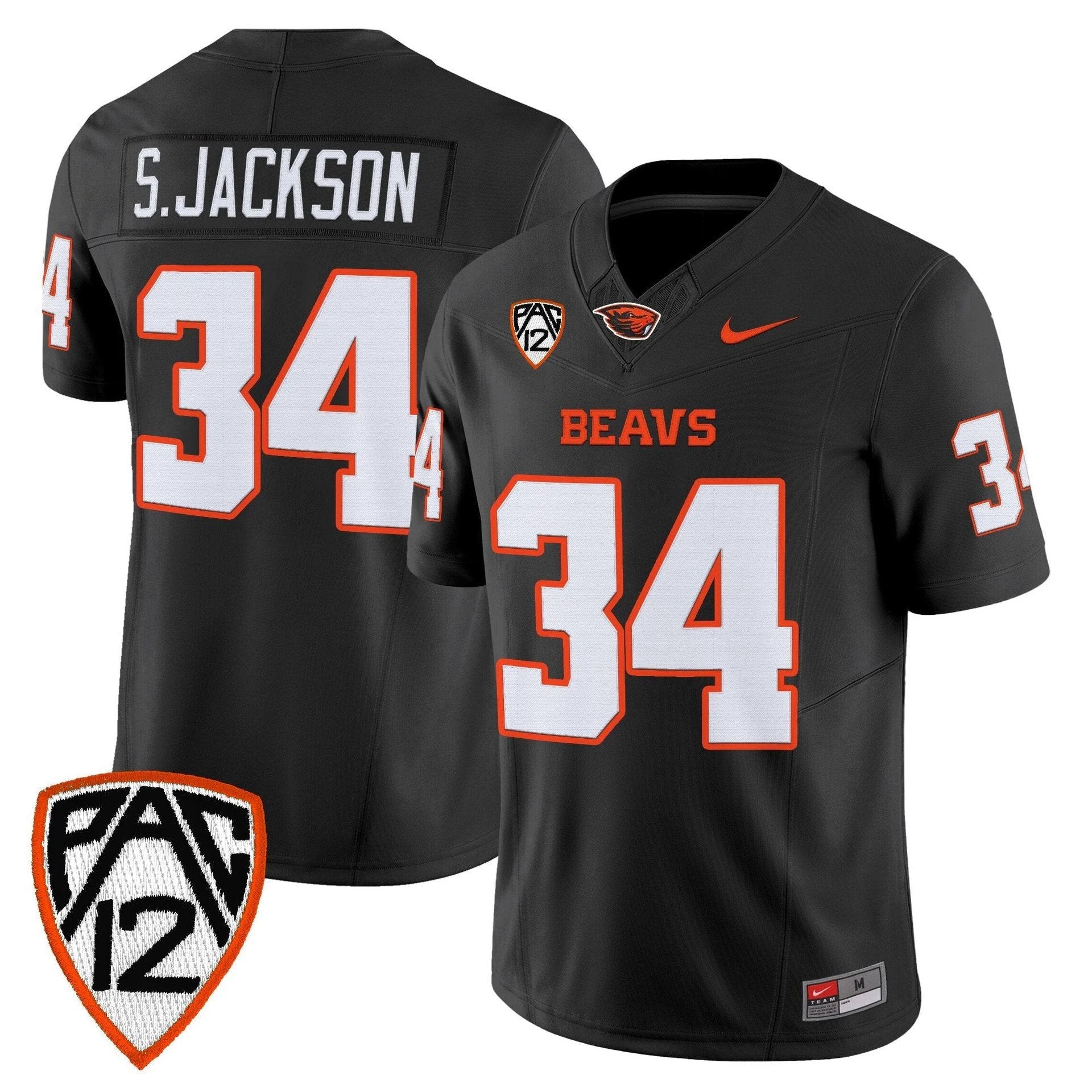 Steven Jackson Jersey #34 Oregon State Beavers 2025 Limited Stitched Black by My Store NCAA Football Jerseys
