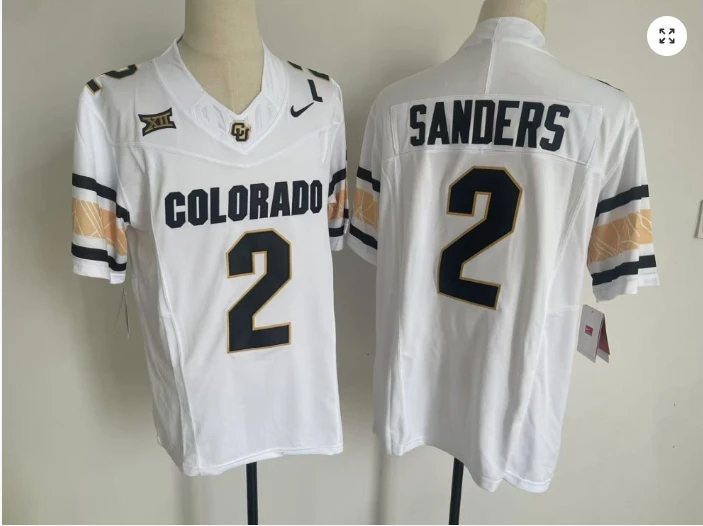 Shadeur Sanders Jersey #2 Colorado Buffaloes Football White Home Alternative 2 by My Store