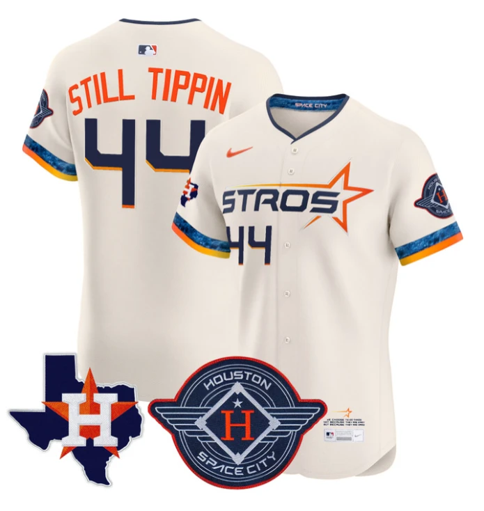 Still Tippin Jersey #44 Houston Astros 2025 City Connect Texas Patch Premier Elite Stitched Cream by My Store