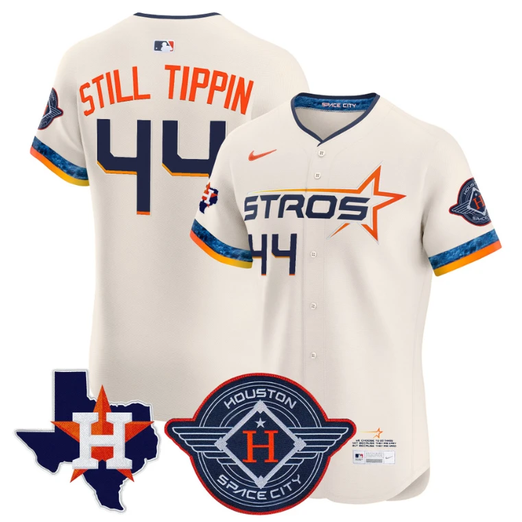 Still Tippin Jersey #44 Houston Astros 2025 City Connect Texas Patch Premier Elite Stitched Cream by My Store
