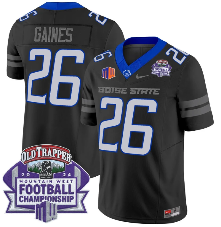 Sire Gaines Jersey #26 Boise State Broncos 2024 Championship Vapor Black by My Store