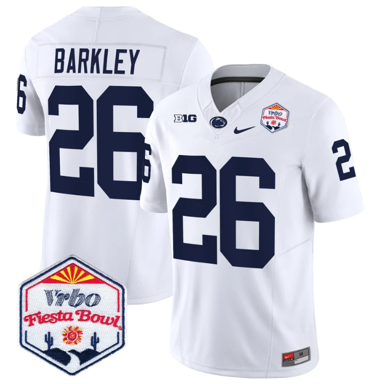 Saquon Barkley Jersey #26 Penn State 2024 Fiesta Bowl Patch White by My Store