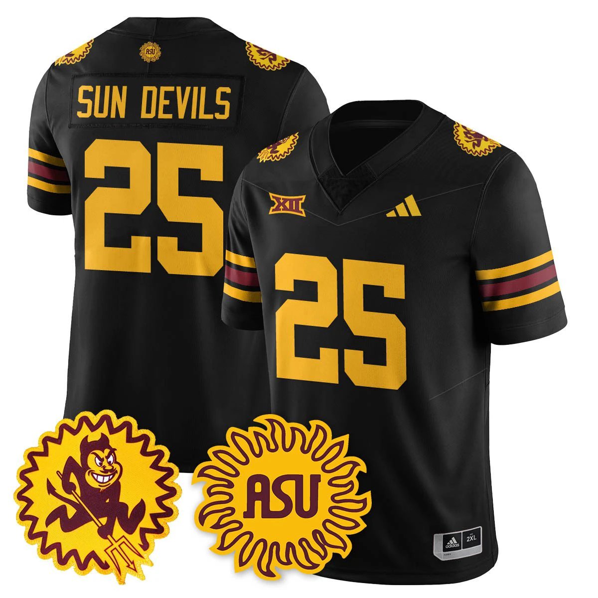 Sun Devils Jersey #25 Arizona State 1975 Throwback Uniform Stitched Black by My Store NCAA Football Jerseys