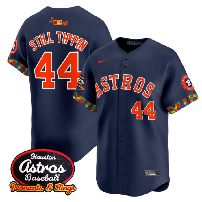 Still Tippin Jersey #44 Houston Astros x El Tiempo Cantina Vapor Premier Limited Stitched Navy by My Store