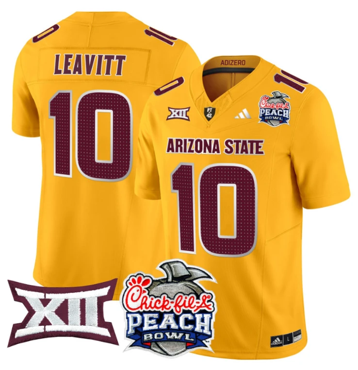 Sam Leavitt Jersey #10 Arizona State Sun Devils 2025 Peach Bowl Gold by My Store