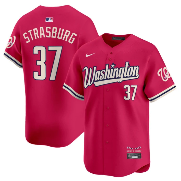 Stephen Strasburg Jersey #37 Washington Nationals Vapor Limited All Stitched Pink by My Store