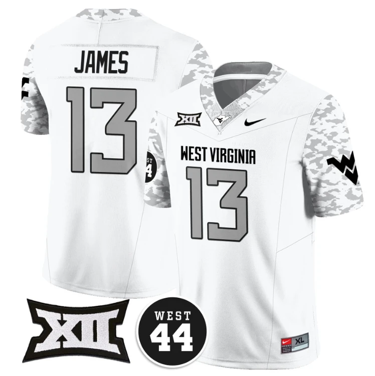 Sam James Jersey #13 West Virginia Mountaineers 2024 Vapor Limited Football Honor Jerry West Stitched White by My Store