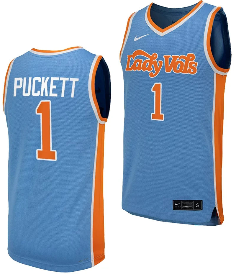 Sara Puckett Jersey #1 Tennessee Lady Vols Replica College Basketball Blue Uniform by My store basketball