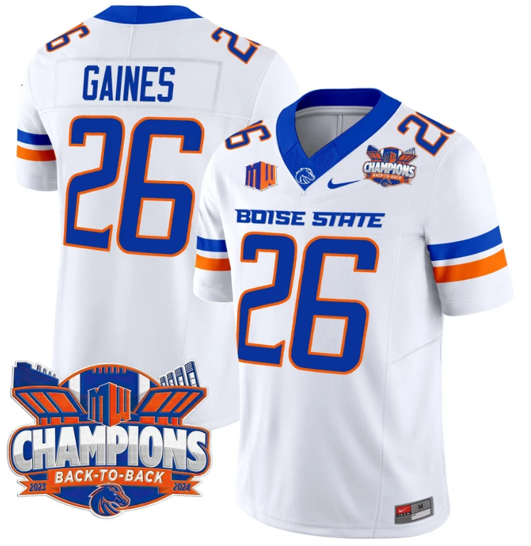 Sire Gaines Jersey #26 Boise State Broncos Back To Back Champions White by My Store