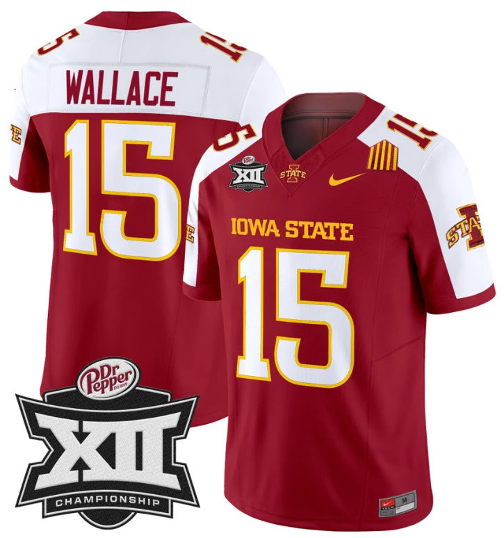 Seneca Wallace Jersey #15 Iowa State 2024 Championship Patch Vapor Cardinal Alternate by My Store
