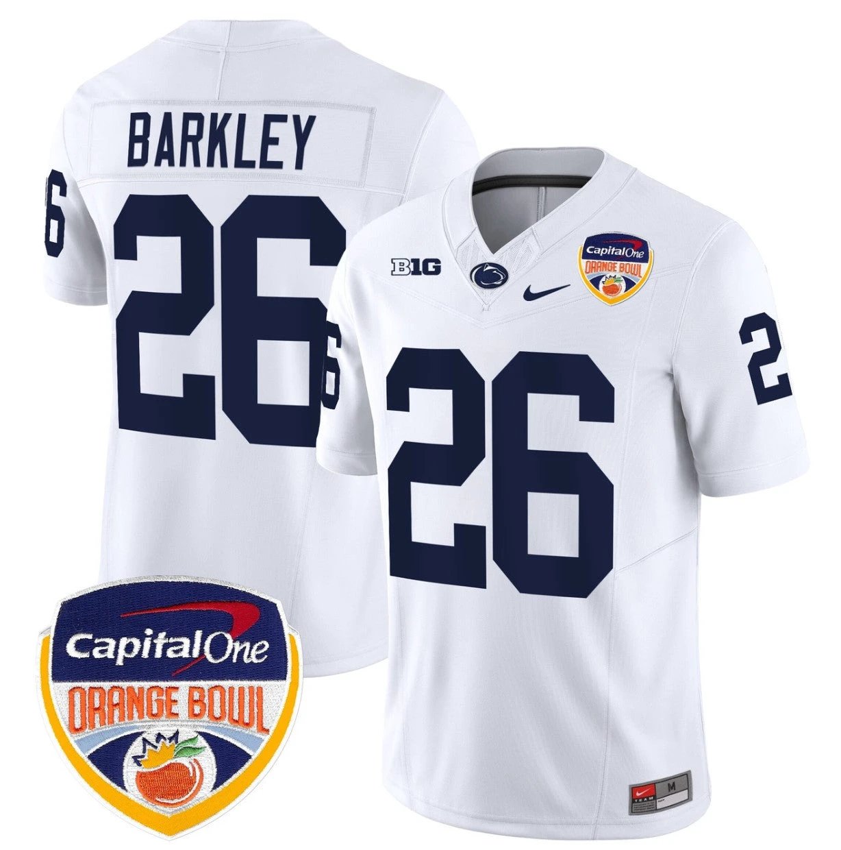Saquon Barkley Jersey #26 Penn State Orange Bowl Patch Stitched White by NCAA Football Jersey