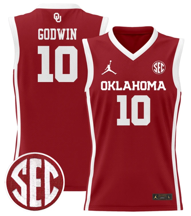Sam Godwin Jersey #10 Oklahoma Sooners 2024 Lightweight Basketball Crimson by My store basketball