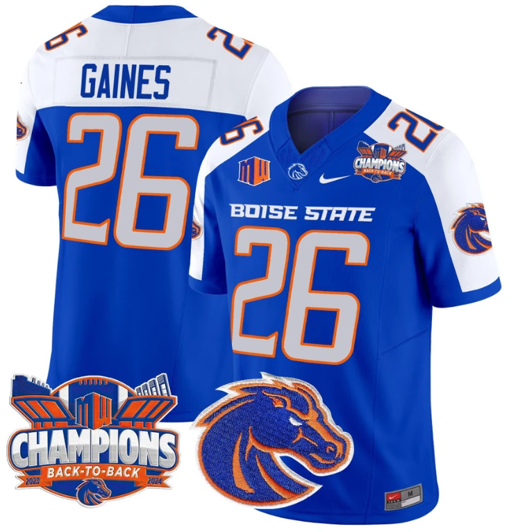 Sire Gaines Jersey #26 Boise State Broncos Back To Back Champions Royal Alternate by My Store