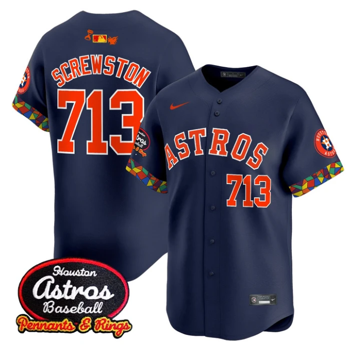 Screwston Jersey #713 Houston Astros Mexico Tejano Barrio Style Vapor Limited Stitched Black by My Store