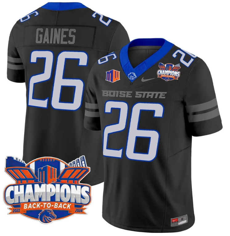 Sire Gaines Jersey #26 Boise State Broncos Back To Back Champions Black by My Store