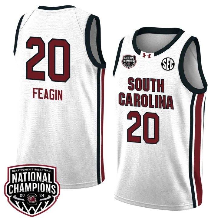 Sania Feagin Jersey #20 South Carolina Gamecocks 2024 NCAA Basketball National Champions White Red by My store basketball