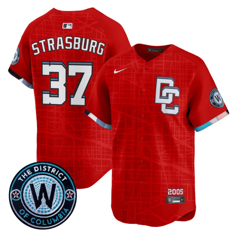 Stephen Strasburg Jersey #37 Washington Nationals 2025 City Connect Premier Limited Stitched Red by My Store
