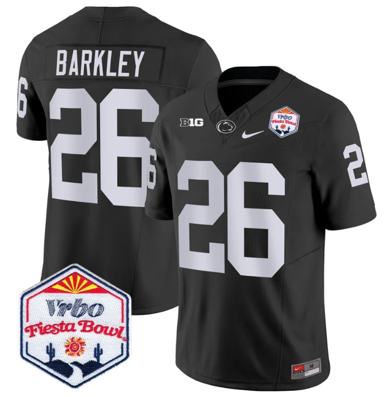 Saquon Barkley Jersey #26 Penn State 2024 Fiesta Bowl Patch Black by My Store