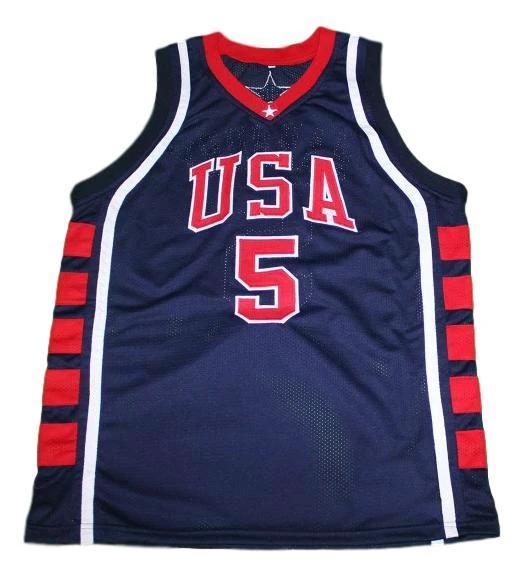 Stephon Marbury Jersey #5 Team USA Basketball Sewn Navy Blue by My store basketball