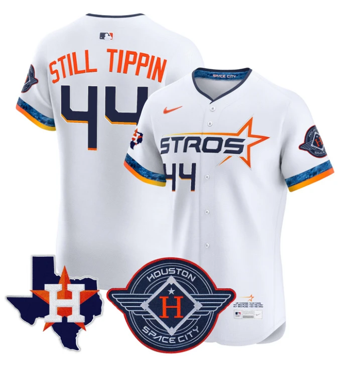 Still Tippin Jersey #44 Houston Astros 2025 City Connect Texas Patch Premier Elite Stitched White by My Store