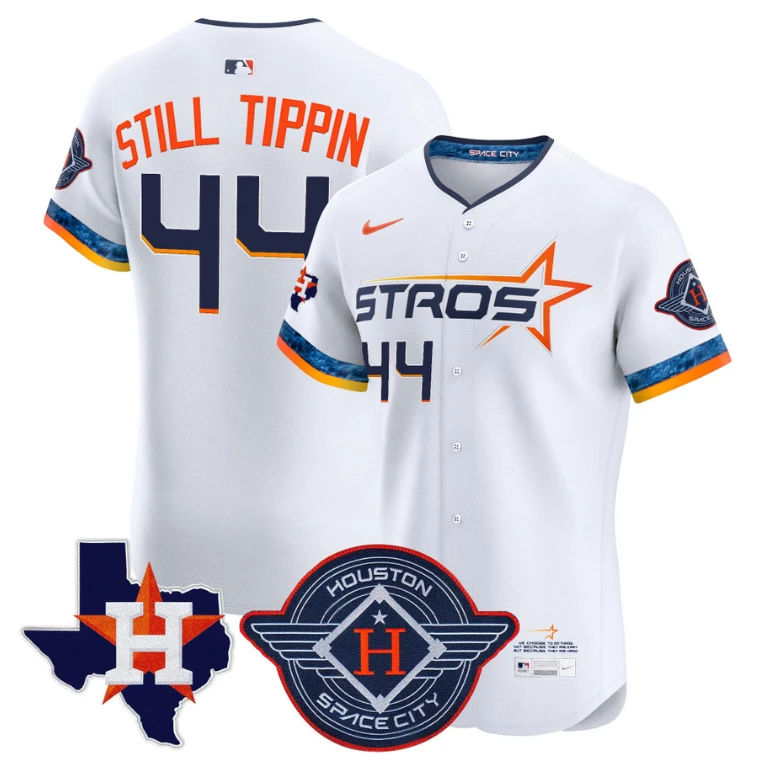 Still Tippin Jersey #44 Houston Astros 2025 City Connect Texas Patch Premier Elite Stitched White by My Store