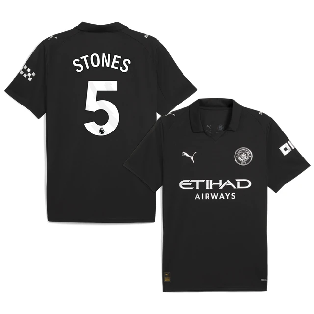 STONES #26 Manchester City 2025-26 Away Jersey – Black by Soccer Jersey