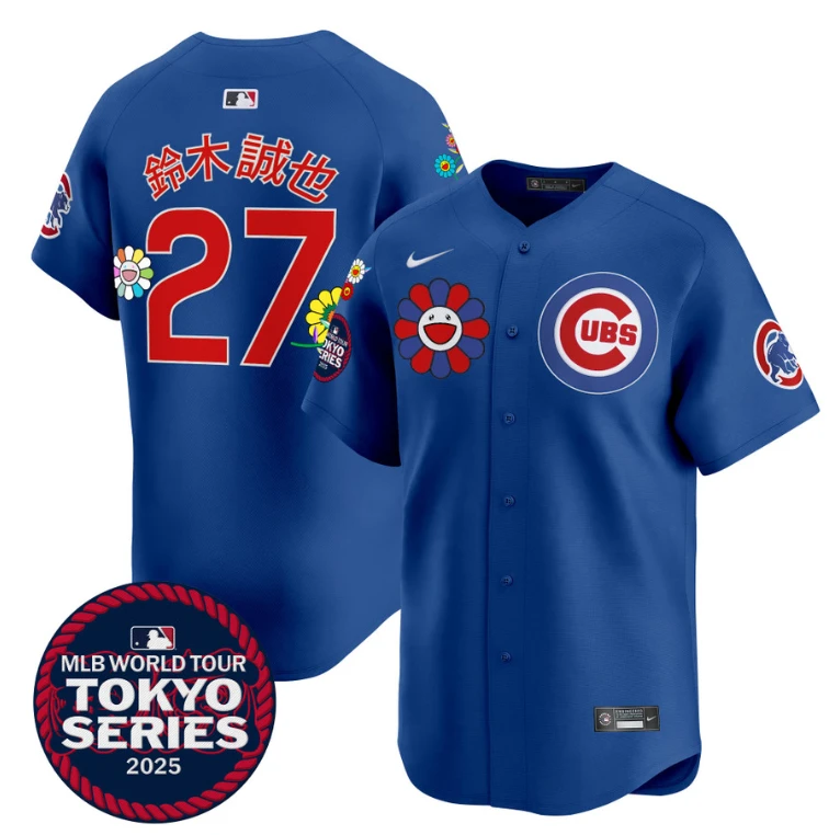 Seiya Suzuki (Kanji) Jersey #27 Chicago Cubs Tokyo Series 2025 Vapor Limited Stitched Royal by My Store