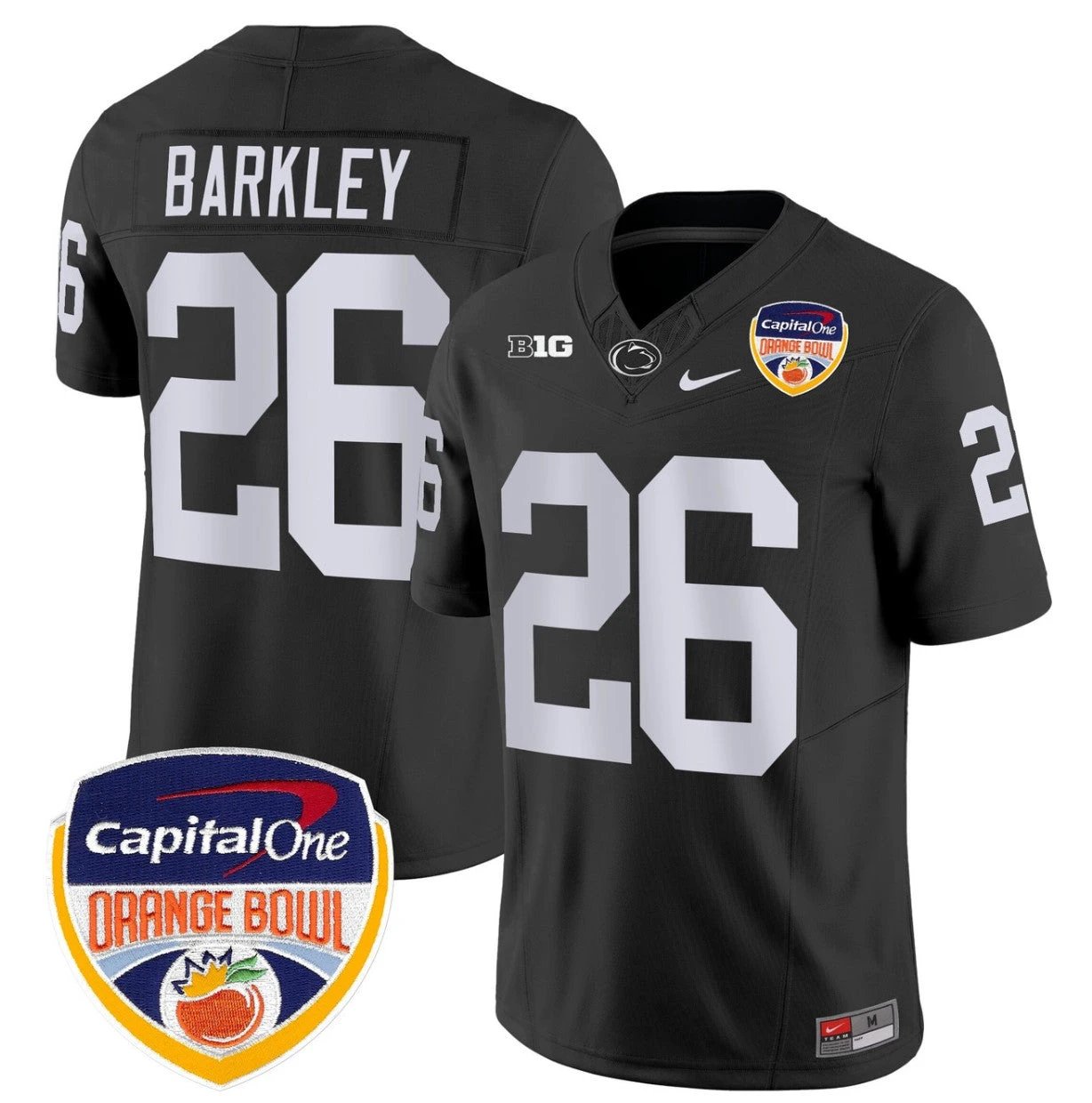 Saquon Barkley Jersey #26 Penn State Orange Bowl Patch Stitched Black by NCAA Football Jersey