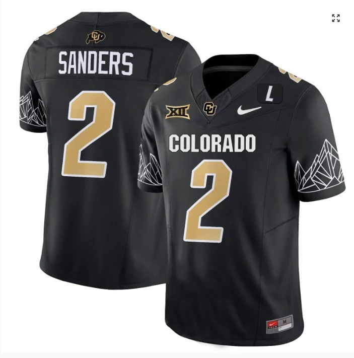 Shadeur Sanders Jersey #2 Colorado Buffaloes College Football Black Home by My Store