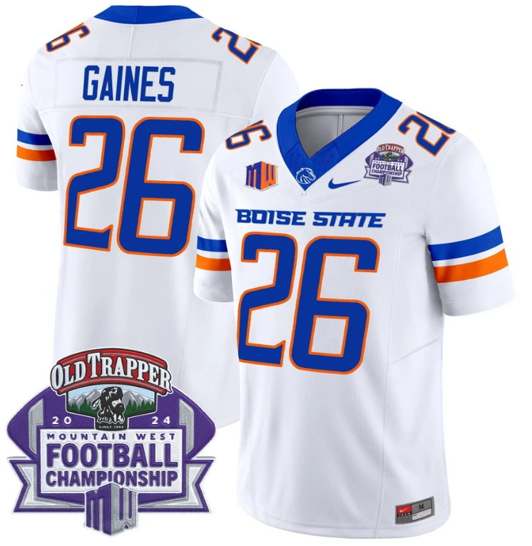Sire Gaines Jersey #26 Boise State Broncos 2024 Championship Vapor White by My Store