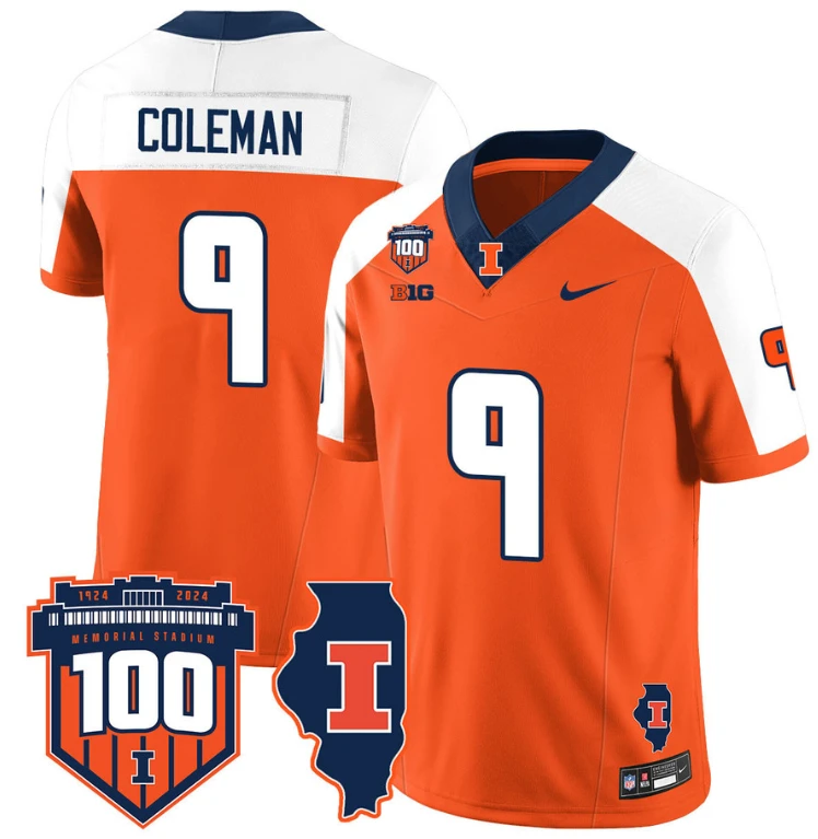 Seth Coleman Jersey #9 Illinois Fighting Vapor Limited College Football Stitched Orange Alternate by My Store