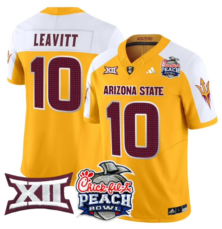Sam Leavitt Jersey #10 Arizona State Sun Devils 2025 Peach Bowl Gold Alternate by My Store