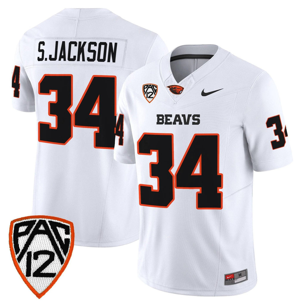 Steven Jackson Jersey #34 Oregon State Beavers 2025 Limited Stitched White by My Store NCAA Football Jerseys