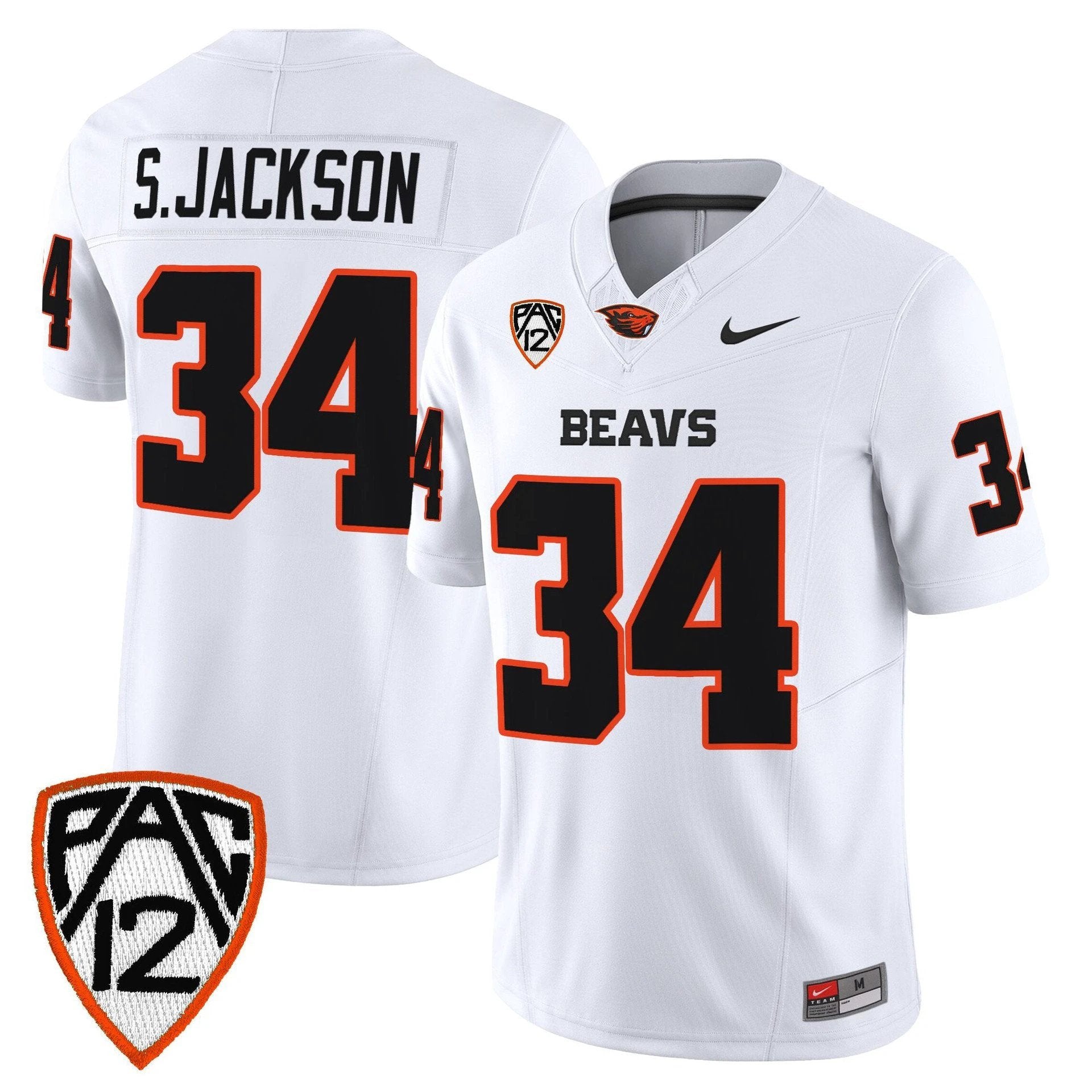 Steven Jackson Jersey #34 Oregon State Beavers 2025 Limited Stitched White by My Store NCAA Football Jerseys