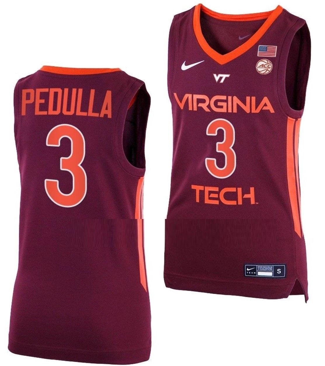 Sean Pedulla Jersey Virginia Tech Hokies College Basketball Away Maroon #3 by My store basketball