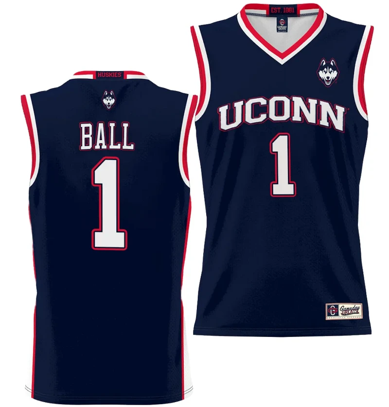 Solomon Ball Jersey #1 UConn Huskies NIL College Basketball Lightweight Navy by My store basketball