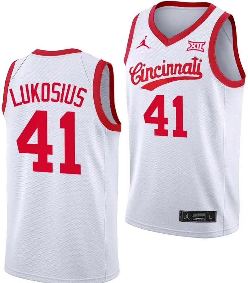 Simas Lukosius Jersey #41 Cincinnati Bearcats 70s Throwback Basketball White by My store basketball