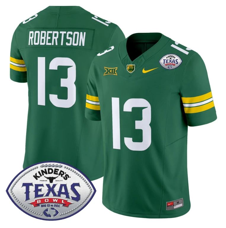 Sawyer Robertson Jersey #13 Baylor Bears 2024 Texas Bowl Football Stitched Green by My Store
