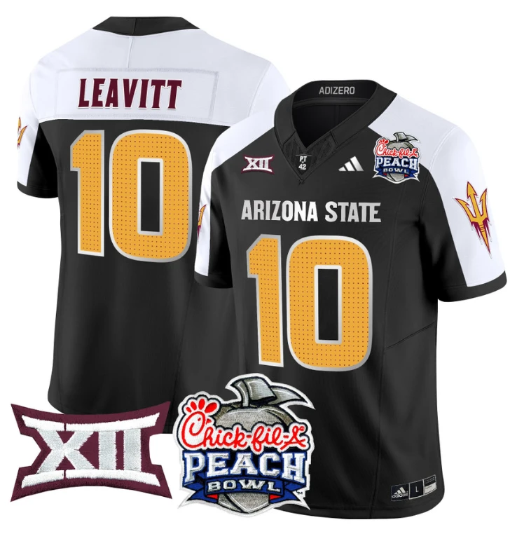 Sam Leavitt Jersey #10 Arizona State Sun Devils 2025 Peach Bowl Black Alternate by My Store