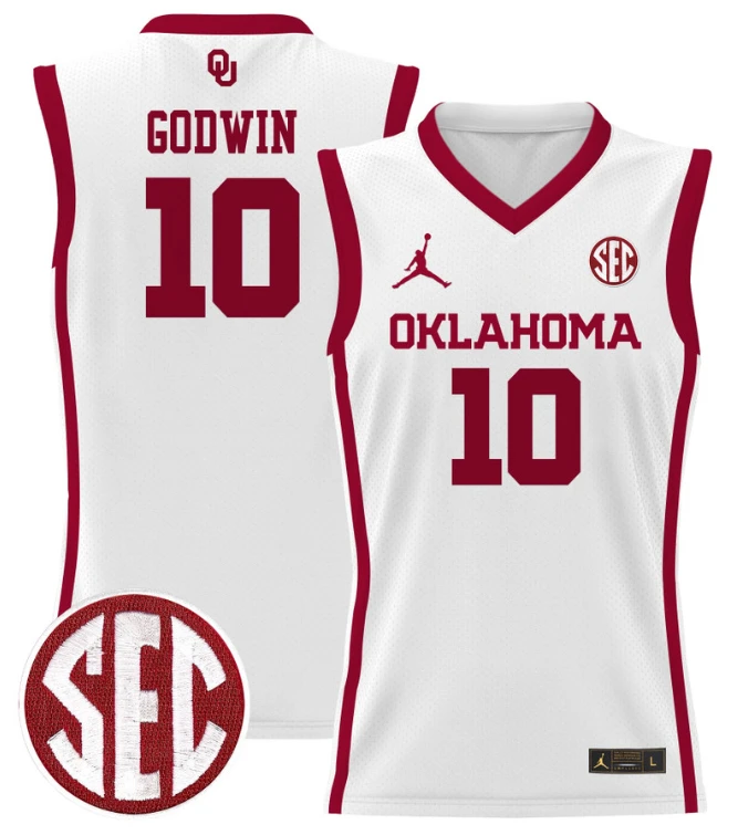 Sam Godwin Jersey #10 Oklahoma Sooners 2024 Lightweight Basketball White by My store basketball