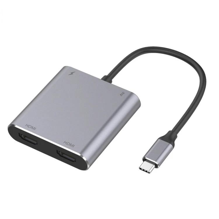 4 in 1 Type-C to Dual HDMI + USB + Type-C HUB Adapter by BowLift