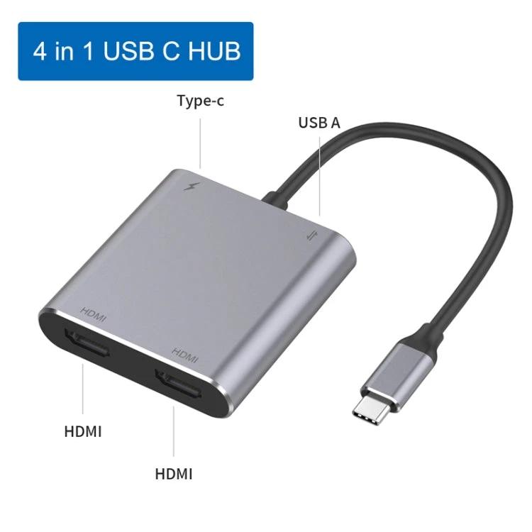 4 in 1 Type-C to Dual HDMI + USB + Type-C HUB Adapter by BowLift