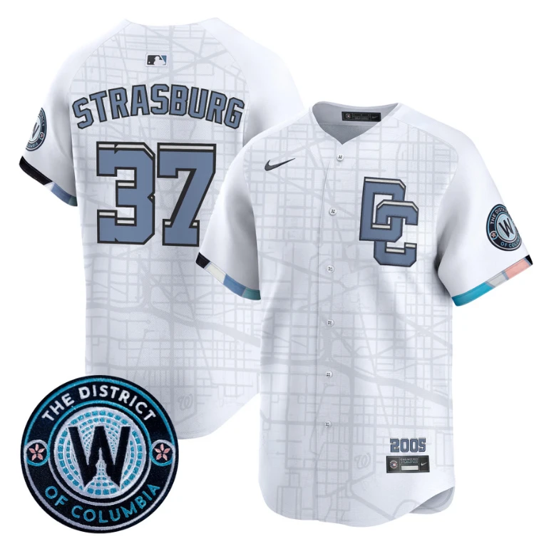 Stephen Strasburg Jersey #37 Washington Nationals 2025 City Connect Premier Limited Stitched White by My Store
