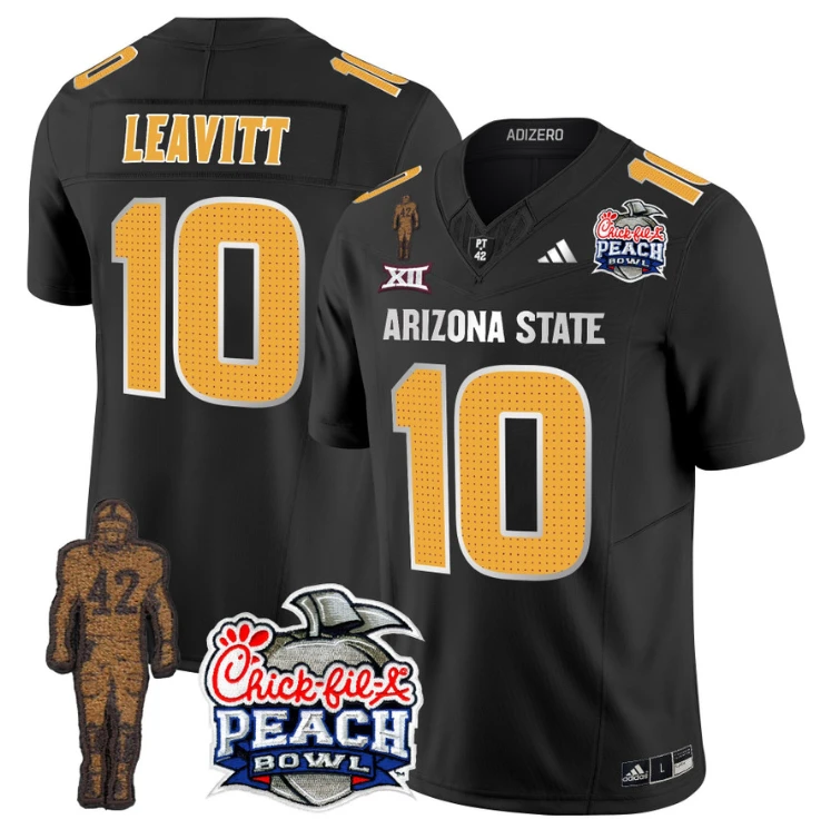 Sam Leavitt Jersey #10 Arizona State Peach Bowl Patch Football V2 Black by My Store
